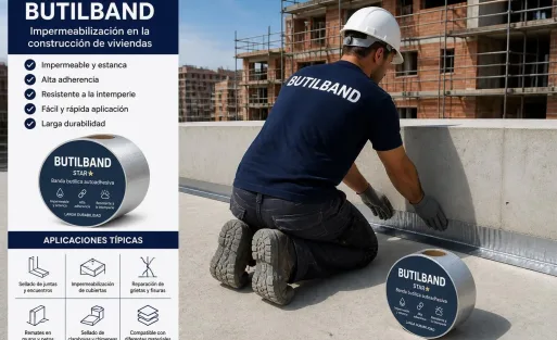 Banda de butilo autoadhesiva para sellado e impermeabilización en construcción - Butilband